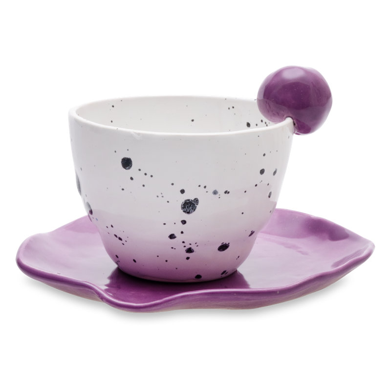Krystalyn Handmade Ceramic Cup, Purple