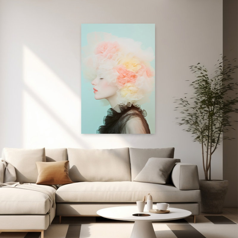 «Ethereal Floral Portrait Contemporary Flower», reproduction d'art murale, H 60 po x l 40 po