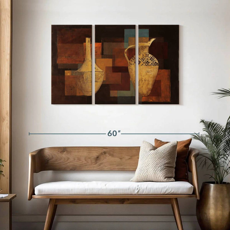Senne, teintes d'automne avec vases, H 28 po x l 45 po