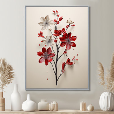 «Mahalingam Red Beige Minimalisme Essence Of Red Flower», reproduction d'art sur toile