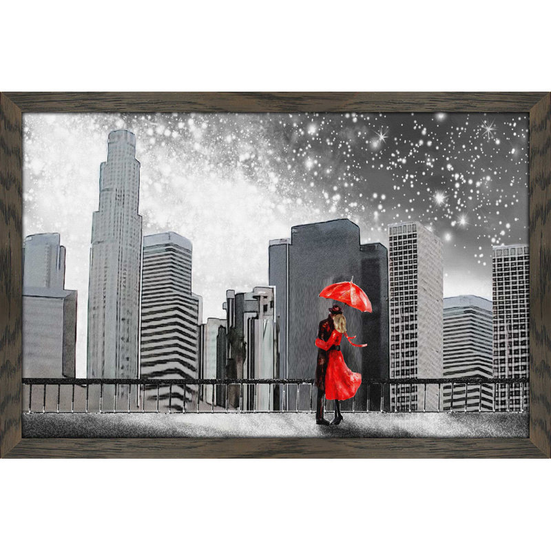 «Winter Romance», reproduction d'impression encadrée, H 21,5 po x l 27,5 po x P 0,75 po, Cadre chocolat patiné