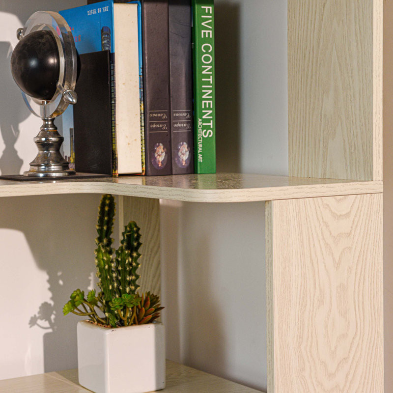 Bibliothèque d'angle peu encombrante avec sécurité anti-basculement et rangement ouvert, White