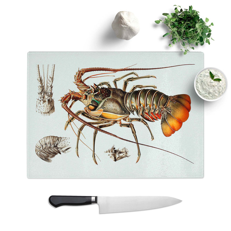 Glass European Lobster by Albert I Chopping Board, 39 cm W x 28.5 cm L