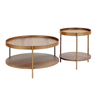 2-Piece Modern Round Nesting Coffee Table Set For Living Room & Office