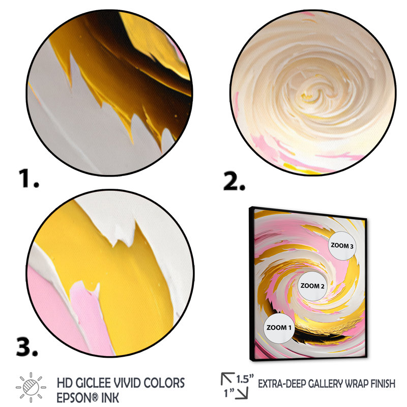 «Pink Watercolor Circular Abstract II», impression sur toile, H 32 po x l 16 po x P 1 po, Toile avec cadre flottant noir