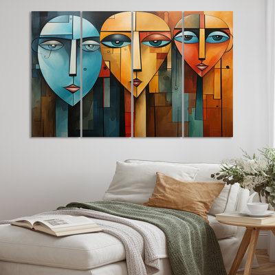 Cubism Geometric Portrait XI - Cubism Metal Wall Decor Set