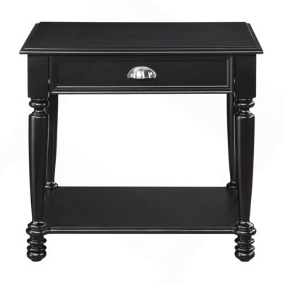 Classic Design Black Finish End Table With Drawer And Bottom Shelf Wooden Traditional Living Room Furniture 1Pc Side Table