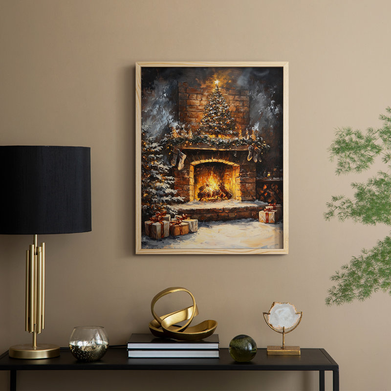 «Christmas Holiday Art Dxxxi», reproduction d'art encadrée - bois massif, H 11 po x l 9 po, Naturel