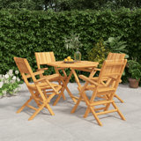 Red Barrel Studio 5 Piece Patio Dining Set Solid Wood Teak_1 x Table,4 x Folding garden chair_Octagonal