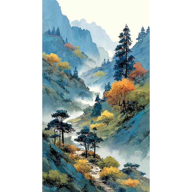 Art mural sur toile Misty Valley Path, H 36 po x l 20 po