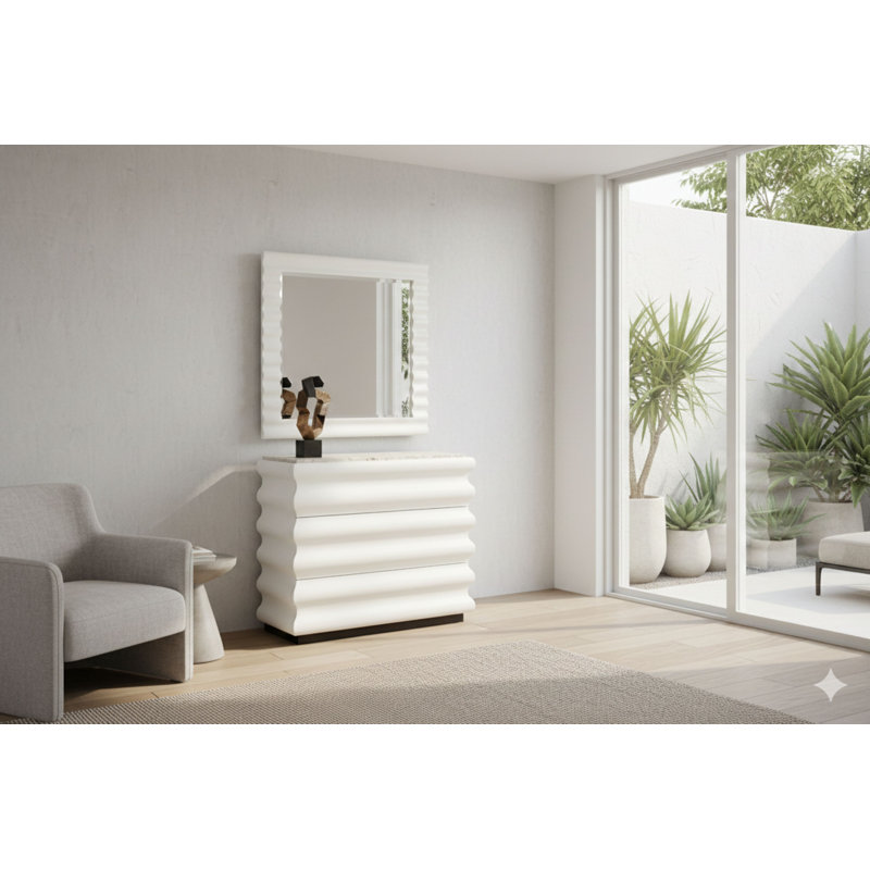 Commode et miroir Marielle - blanc