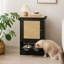 Feeding Station with 1 Storage Cabinets, Pet Feeding Station with 2 Elevated Dog Bowls, Side Hooks, Anti-tip Kit, Hidden Pet Feeder Station for Feeding & Watering