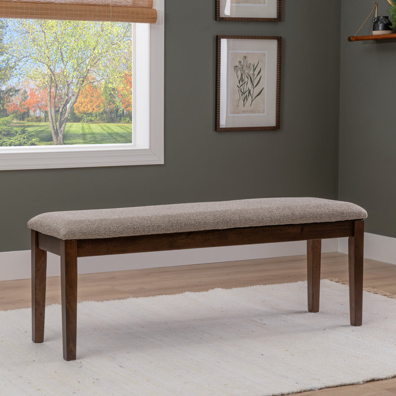 Banc rembourré en bois massif Ginnie, Brun / Gris