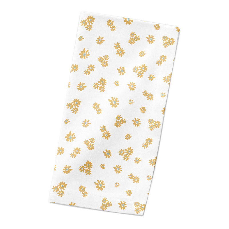 Serviette en coton 10 "à motif marguerite, Jaune