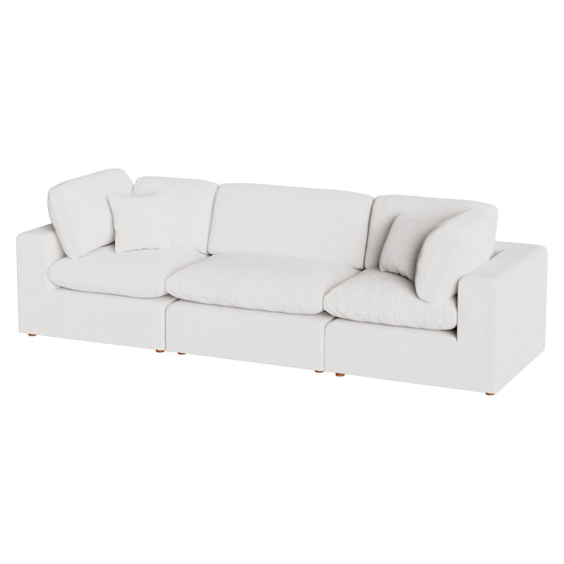 Canapé modulaire rembourré 3 pièces Jossa, Chenille blanche