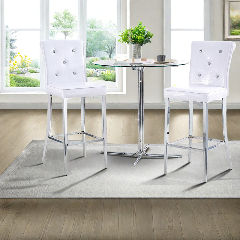 Dining Table Sets(must Include Both Table And Chair), 3 Piece Glass Metal Modern Bar Set For Small Kitchen