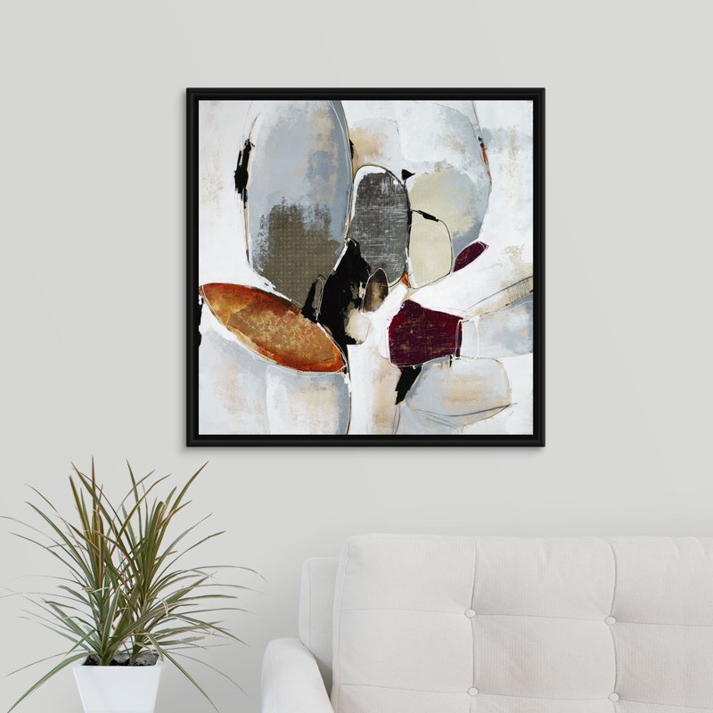 «Lost in the Moment», peinture sur toile, H 25,7 po x l 25,7 po x P 1,75 po, Cadre flottant noir