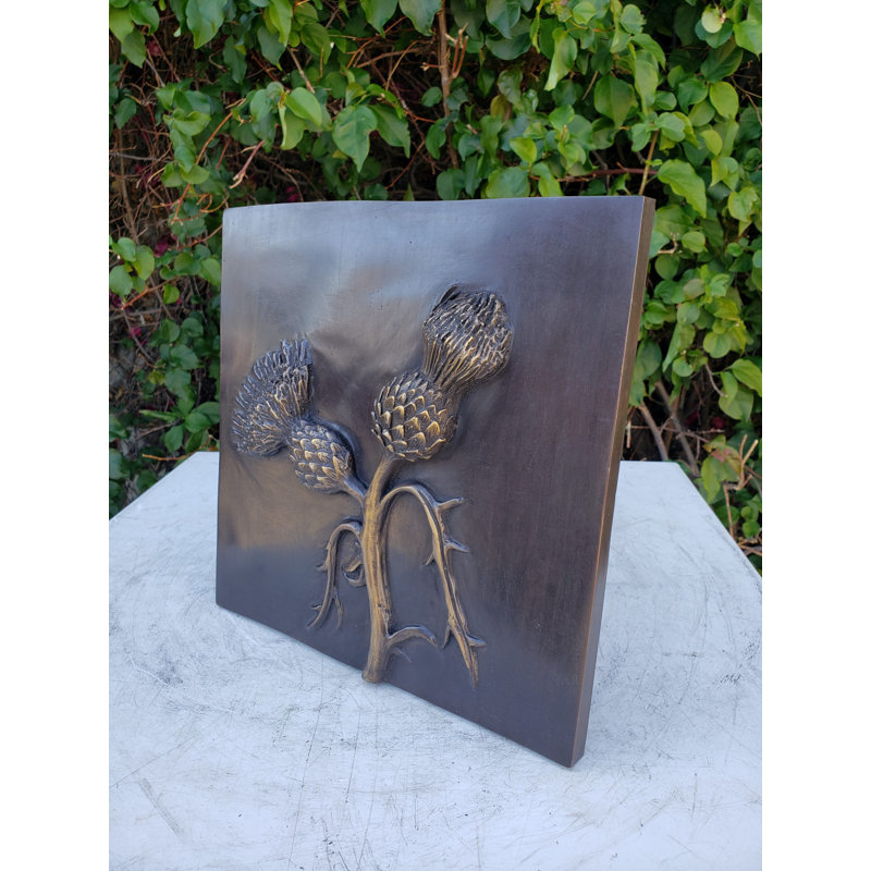 Décoration murale bronze ananas en fleurs: 10 po x 10 po x H 1 po