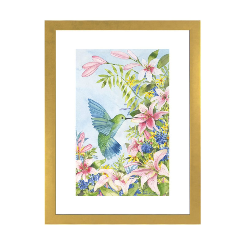 «Pink Tiger Lilies» par Kathleen Parr McKenna - reproduction, Blanc, H 32 po x l 24 po x P 1 po, Papier encadré doré