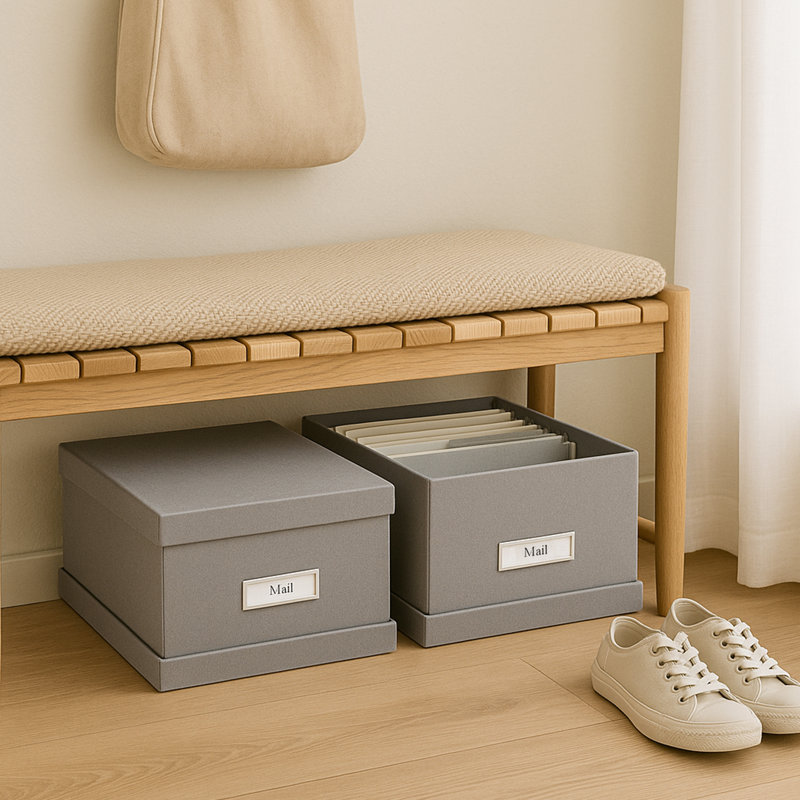 Boîte de rangement pliable Bigso Katia - Boîte de rangement pour photos avec couvercle, Gris
