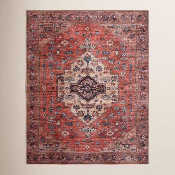 Lisle Machine Washable Persian Rust Multicolor Area Rug