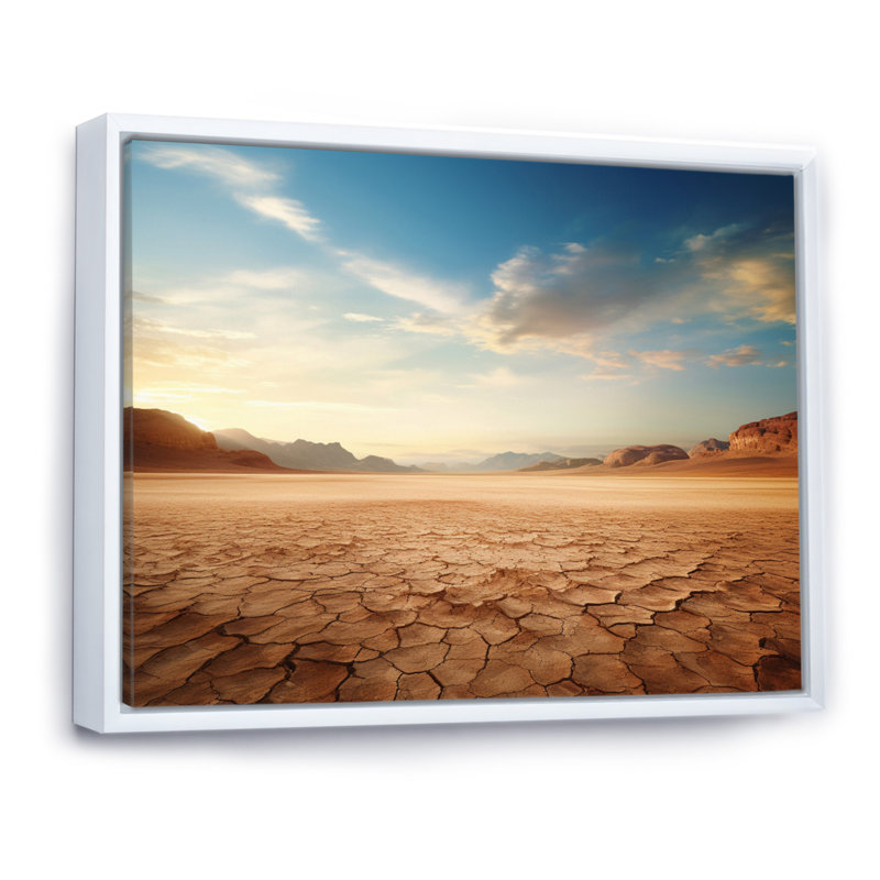 Scénique paysage désertique infini horizon V, H 16 po x l 32 po x P 1 po, Cadre flottant blanc
