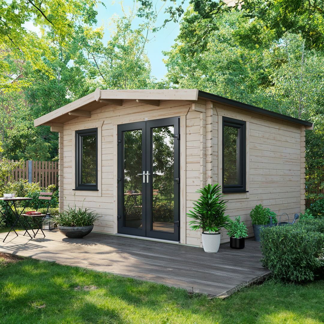 Powersheds Apex 12 x 12ft Chalet Log Cabin, Doors to the Right - 44mm