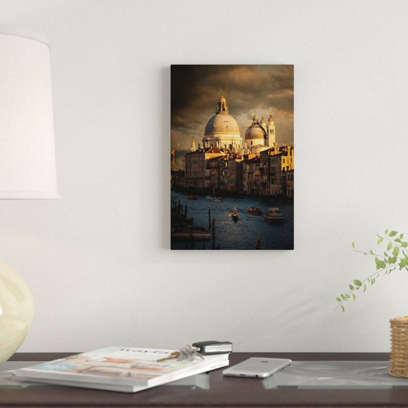 Imprimé coucher de soleil venice sur toile, H 12 po x l 8 po x P 0,75 po, Toile tendue, Pas de tapis