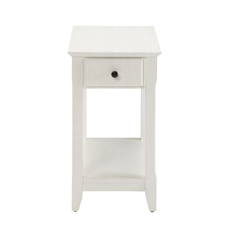 Table blanche à pieds rectangulaires avec tiroir et tablette ouverte, utilisée dans l'espace de vie principal, tablette latérale de style transitionnel pour la zone principale, empreinte mince, fonction d'arrêt * /
