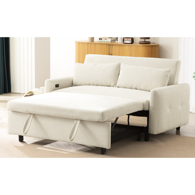 Canapé-lit beige avec tissu confortable et 3 angles réglables