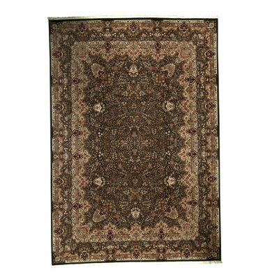 Hand-Knotted High-Quality Green Area Rug
