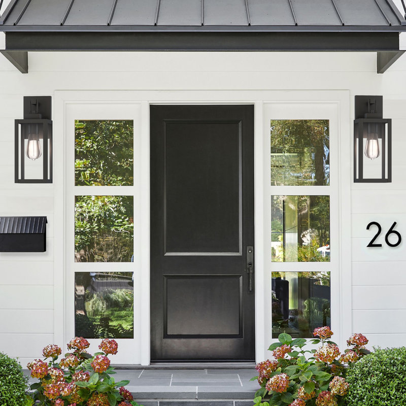 Swarna Outdoor Wall Light with Matte Black Finish, 14" H x 5" W x 6.49" D
