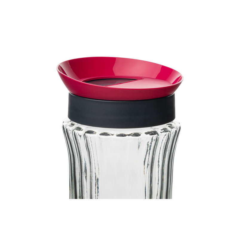 Pot de rangement 100% verre de qualité supérieure avec couvercle en plastique, 5,1 x 5,1 x 7,9 pouces | Capacité de 45,6 oz liq. Va au lave-vaisselle | Idéal pour l'organisation de la cuisine et la conservation des aliments | Conception élégante et durable