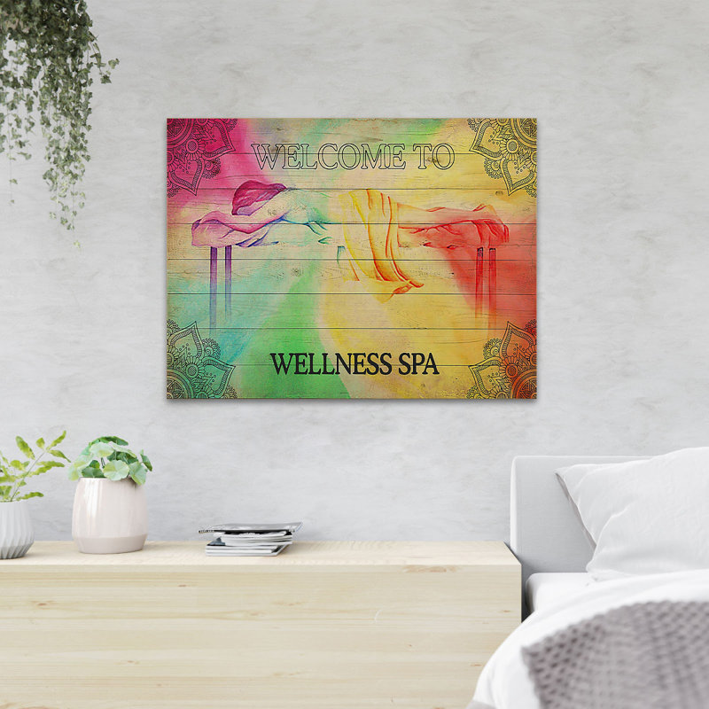 «Girl Relaxing At A Spa - Spa bien-être», reproduction d'art graphique sur toile tendue 1 pièce, H 16 po x l 20 po x P 2 po
