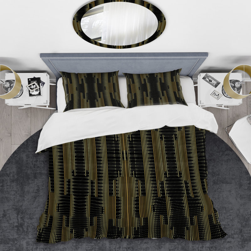 Ensemble de housse de couette en microfibre noir / vert 3 pièces, Housse de couette pour très grand lit et 2 très