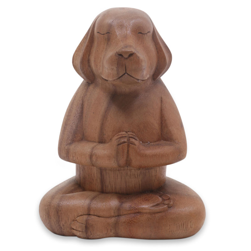 Sculpture de pose yoga en bois chiot fantaisiste Somersall