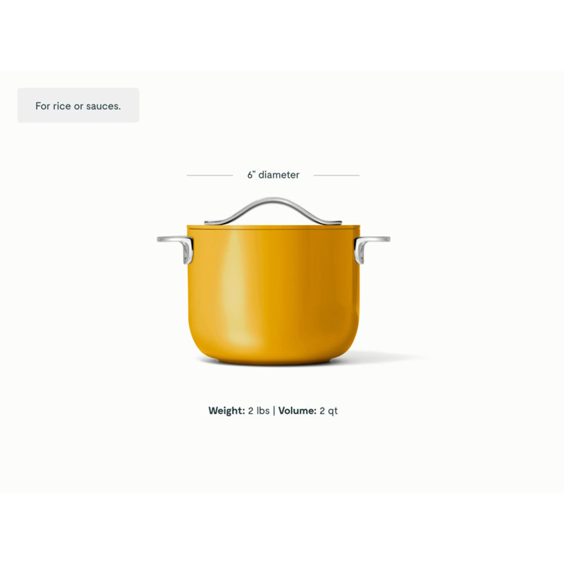 Caraway Petite cuisinière antiadhésive en céramique avec couvercle, 2 pintes, Souci