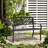 50" Outdoor Bench, Metal Garden Bench with Floral Pattern Backrest, Porch Bench with Slatted Seat for Park, Yard, Lawn, Black
