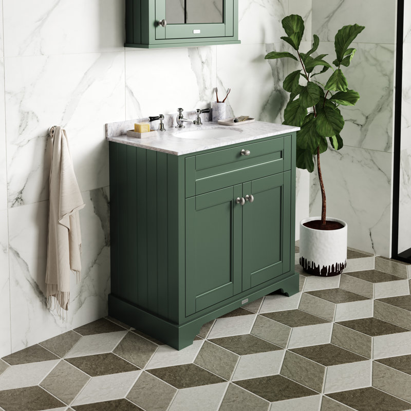 Old London 1000mm Free-standing Single Vanity, White, Storm Grey
