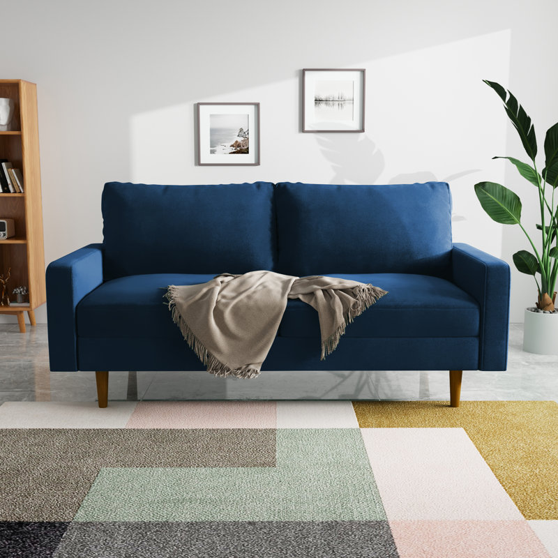 Markham Square Arm Sofa Loveseat, Blue Velvet, 33" H x 70" W x 32" D