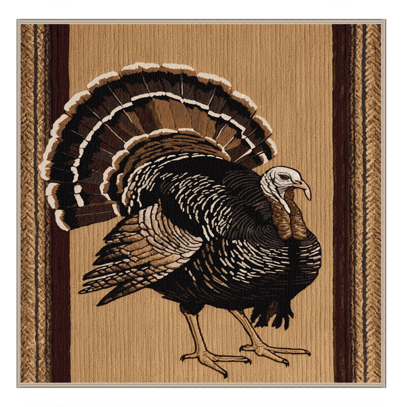 Washable Wild Turkey Birds Area Rug, Square 4'