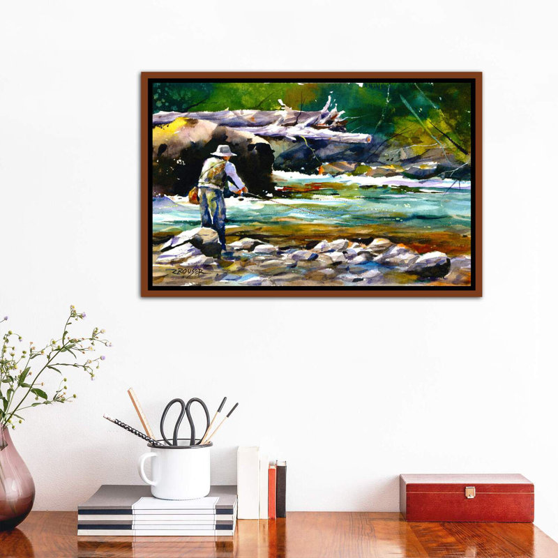" Fishing " by Dean Crouser, 18" H x 26" W x 1.5" D, Classic Wood Frame