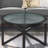 Glass Coffee Table with Solid Wood Base-458493443-443093452