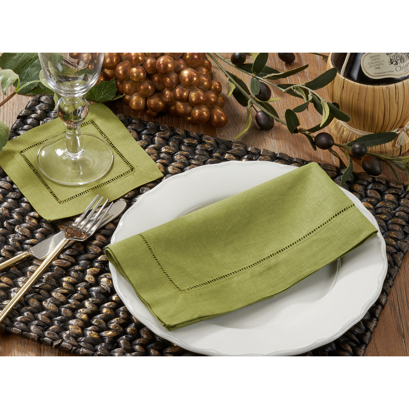 Gelder Reversible Linen Napkin, Kiwi