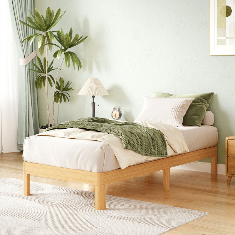 Ruberta 10" High Solid Wood Platform Bed, Bamboo Material, Easy Assembly, No Squeak, Twin XL