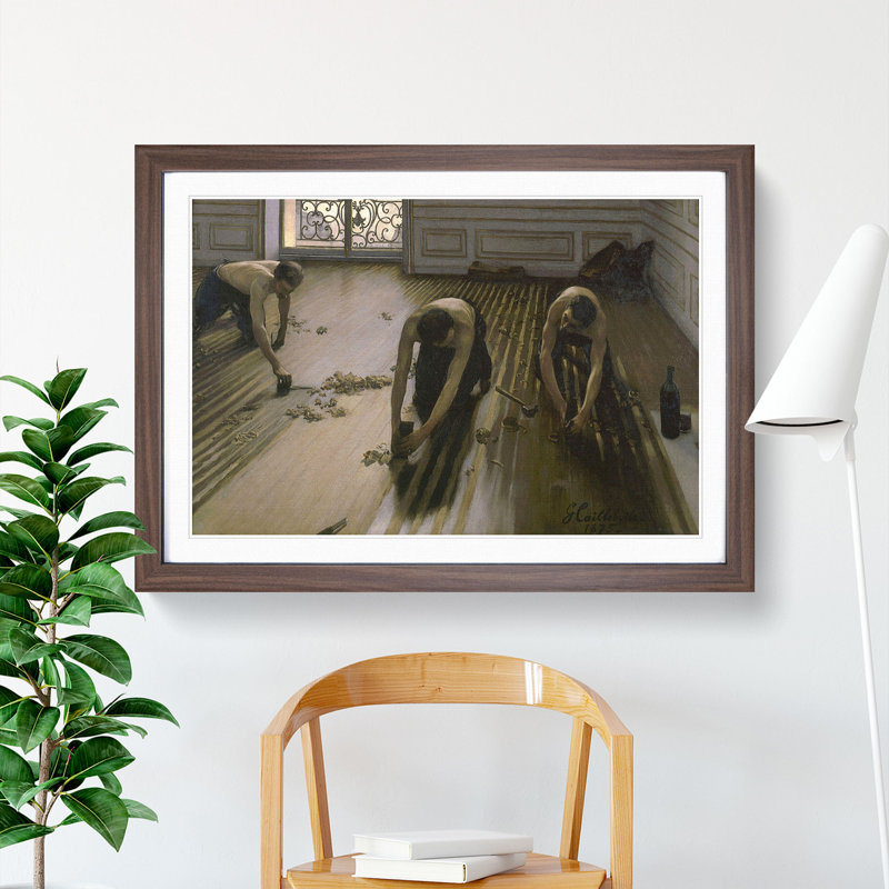 The Floor Scrapers by Gustave Caillebotte - Picture Frame Painting, 36cm H x 48cm W x 2cm D, Walnut