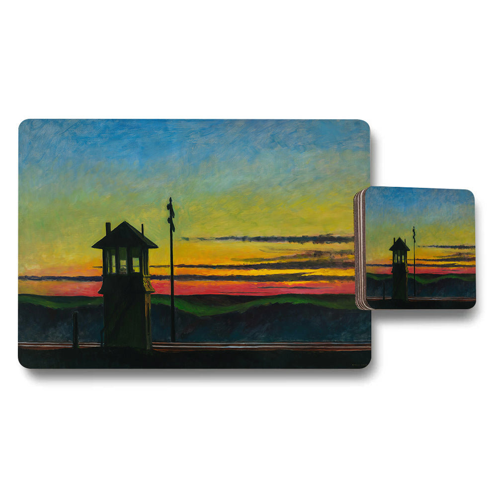 Sunset Lighthouse Beach Placemat And Coaster Set For Dining