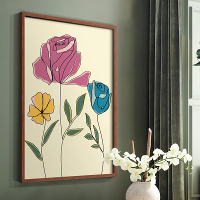 «Colored Floral II», reproduction encadrée - bois massif