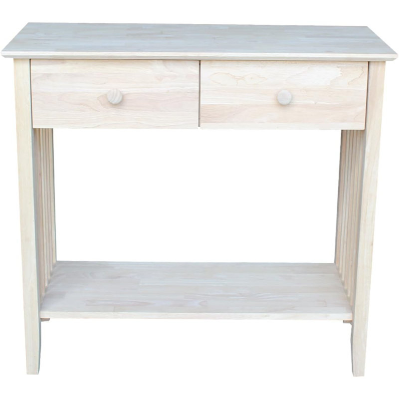 Solid  Server Table With 2 Drawers And Shelf, Unfinished Console Table For Residential Use, Ready To Assemble