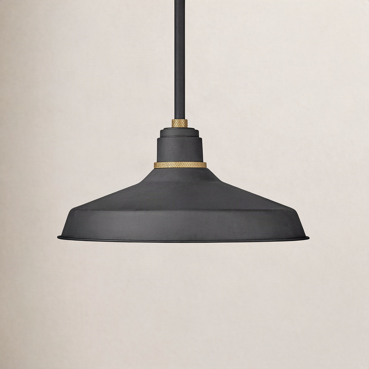 Bertram Single Light Pendant, Textured Black, 41.5" H x 16" W x 16" D